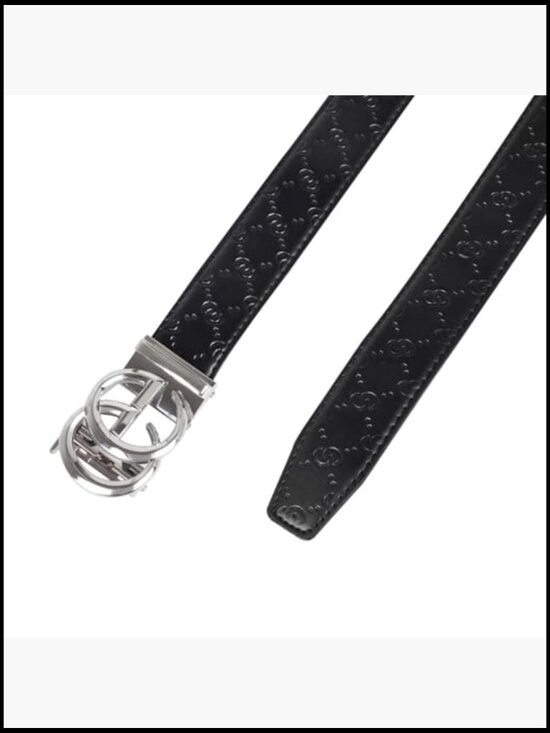 Leather Dress Belt with Automatic Buckle for Business Wear